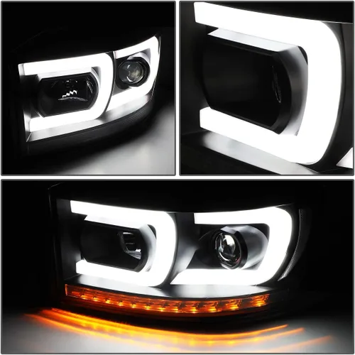 Vista 3 de DNA MOTORING HL-HPL-RM06-G2-BK-CL1 Faros proyectores de secuencia de señal LED 3D dual DRL Compatible con Dodge Ram 1500 modelos 2006-2008/Dodge Ram