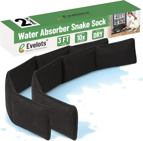 Vista 10 de Evelots Calcetín de serpiente absorbente de agua, barrera de agua reutilizable, absorbe 10 veces su peso, ideal para fugas y derrames de puertas