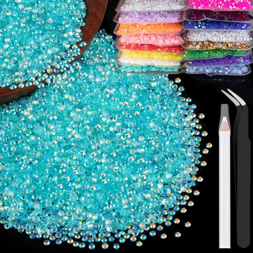 Vista 46 de 4000 diamantes de imitación de resina de 0.157 pulgadas a granel, transparentes AB con parte trasera plana, diamantes de imitación redondos
