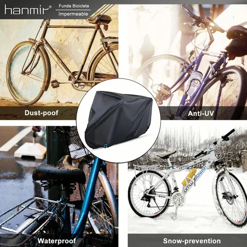 Vista 7 de Cubierta para bicicleta, cubierta impermeable para bicicleta al aire libre con agujero de bloqueo para bicicletas de montaña y de carretera