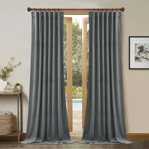 Vista 28 de StangH Cortinas de Terciopelo 42x84 pulgadas Beige Camello Oscurecedoras Resistentes al Calor Cobertura de Ventana Aplastadas Decoración del Hogar