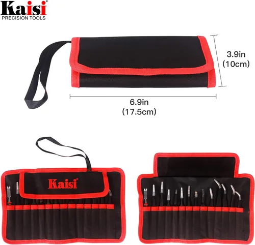Vista 7 de Kaisi - Juego de 13 pinzas de precisión antiestáticas ESD con 13 pinzas de acero inoxidable no magnéticas de precisión con bolsa de almacenamiento