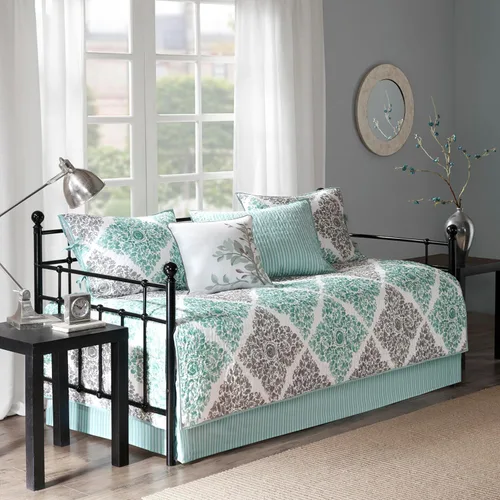 Vista 3 de Madison Park Juego de funda para sofá cama, diseño casual acolchado de doble cara, ropa de cama para todas las estaciones con falda de cama, fundas