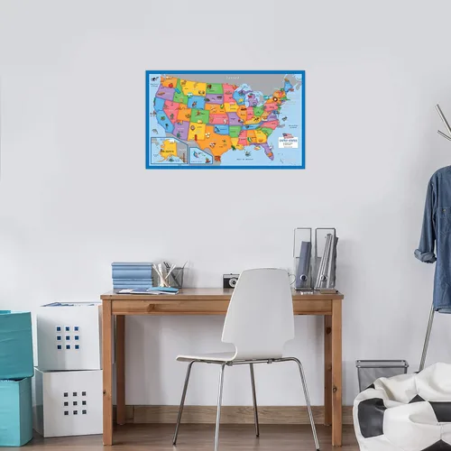 Vista 5 de Paquete de 2 - Mapa de Estados Unidos para niños [ilustrado] + póster con formas 3D (laminado, 18 x 29 pulgadas)