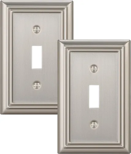 Vista 9 de DEWENWILS Paquete de 4 placas de pared de metal, cubierta de interruptor de palanca individual, resistente a la corrosión, níquel cepillado