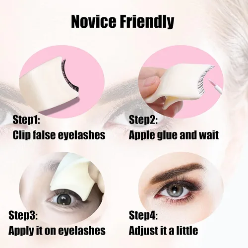 Vista 4 de Herramienta aplicadora de pestañas postizas, herramienta para principiantes, pinzas de sujeción de pestañas, clip removedor portátil de plástico, 4