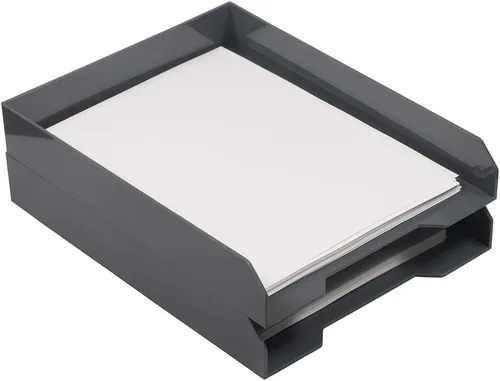 Vista 18 de JAM PAPER Bandejas de papel apilables, color rosa, bandeja organizadora de documentos de escritorio, cartas y archivos, 2