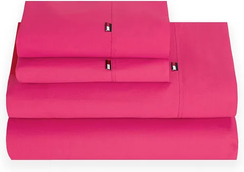 Vista 9 de Tommy Hilfiger Signature Solid Sheeting - Juego de 4 sábanas de 200 hilos, 1 sábana encimera, 1 sábana bajera y 2 fundas de almohada, tamaño Gris