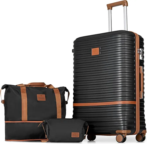 Vista 30 de Juego de maletas Joyway de 3 piezas, juego de maletas extensibles de cabina con rueda giratoria, juego de maletas de carcasa dura con candado TSA
