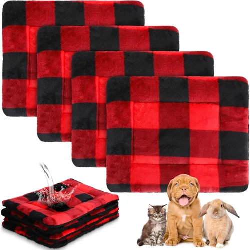 Vista 26 de Haull 4 piezas de ropa de cama impermeable de conejillo de indias de invierno, cama de conejillo de indias, forros de jaula de felpa, tapete suave