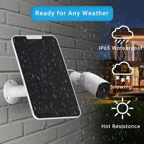 Vista 4 de Panel solar mejorado de 5 V 6 W para cámara de seguridad, compatible con Eufycam 2C2C Pro22 ProE20E40E, fuente de alimentación continua con puerto