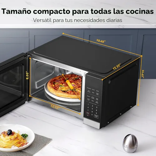 Vista 6 de BLACK+DECKER Horno microondas 5-en-1 con función de freidora de aire, combinación, horneado, asado y cocción por convección, 0,9 pies cúbicos