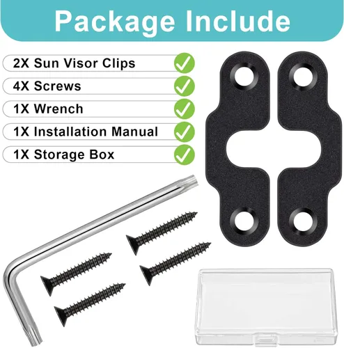 Vista 7 de Kit de reparación de visera solar para Jeep, Clips de visera de acero inoxidable resistentes compatibles con Jeep Wrangler JK 2018 / JL 2018-2024