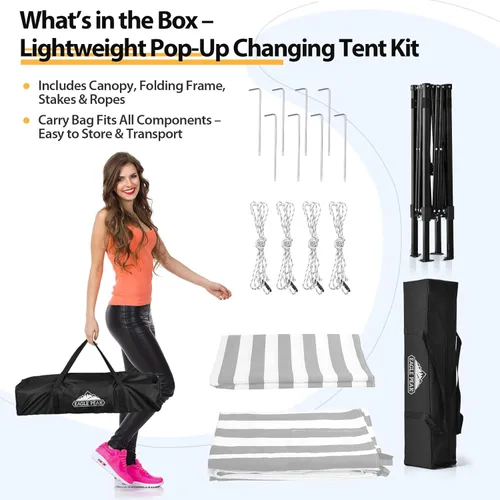 Vista 9 de EAGLE PEAK Flex - Toldo emergente ultra compacto de 4 x 4, refugio solar, vestidor, toldo cabana portátil de privacidad para piscina, sesiones