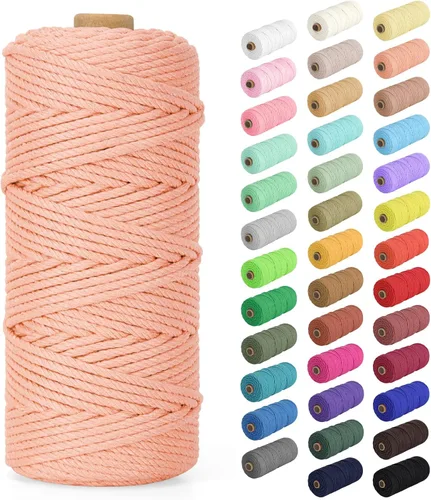 Vista 56 de Cuerda de macramé de 0.079 in x 220 yardas (656 pies), cuerda de algodón natural para colgar en la pared, ganchos de plantas, manualidades, Verde