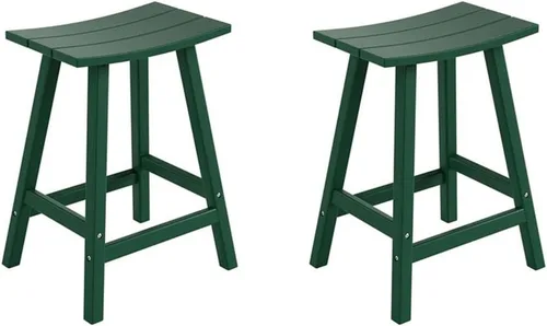 Vista 18 de Costaelm Juego de 2 taburetes de bar para todo tipo de clima, 29 pulgadas de altura, taburetes de bar Adirondack de polietileno para patio, terraza