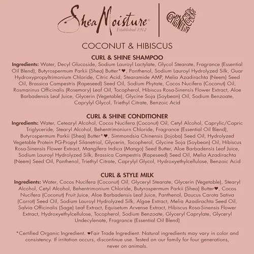 Vista 10 de SheaMoisture Hidratar y definir champú, acondicionador y leche de peinado para el cuidado del cabello rizado coco e hibisco con manteca de karité