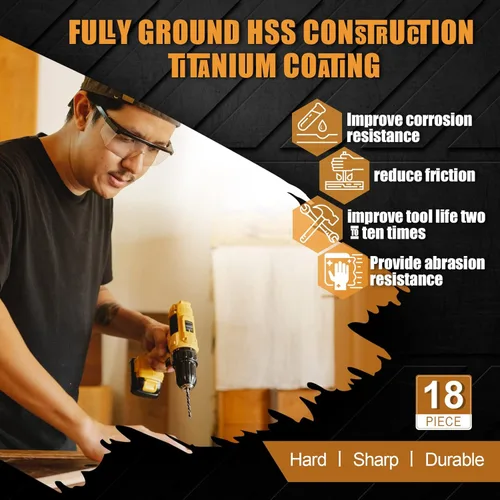 Vista 5 de COMOWARE Kit de herramientas para el hogar de 120 piezas con taladro y 18 brocas de titanio, juego inalámbrico de taladro eléctrico de 20 V