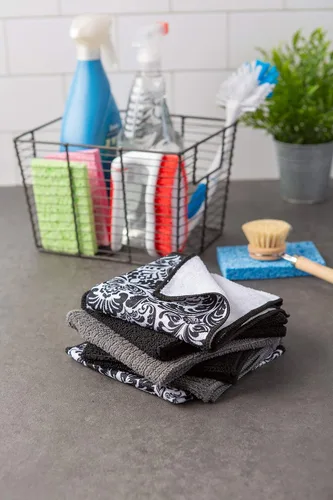 Vista 5 de DII Cleaning Collection - Juego de microfibra multiusos, damasco negro, juego de paños de cocina