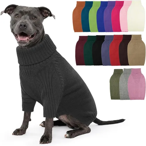 Vista 30 de IECOii Suéter de perro salchicha de cuello alto para perros pequeños, medianos y hembras, elástico y transpirable, abrigo de punto cálido, para Negro