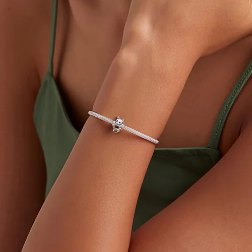 Vista 2 de VOROCO Dije de mariposa y libélula y gato para pulsera, colección de animales, cuentas y dijes para mujeres y niñas, dije de plata de ley 925