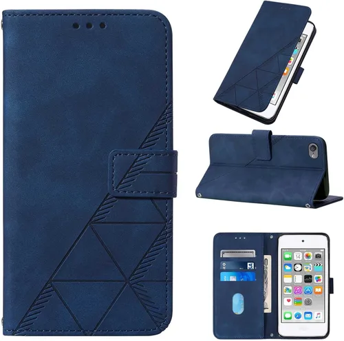Vista 12 de LEMAXELERS Funda tipo cartera para iPod Touch 5, iPod Touch 7 con tapa magnética de piel sintética con tarjetero y función atril, protección a