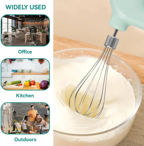 Vista 8 de 4 Speed Electric Hand Mixer, Electric Hand Mixer Whisk Wireless Rechargeable Handheld Egg Beater Adjustable Cordless Electric Whisk Hand Mixer Green