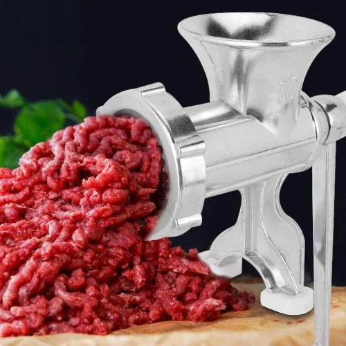 Vista 5 de Picadora de carne, herramienta manual, molinillo de carne de aleación de aluminio, picadora, máquina de manivela y molinillo de carne, accesorios