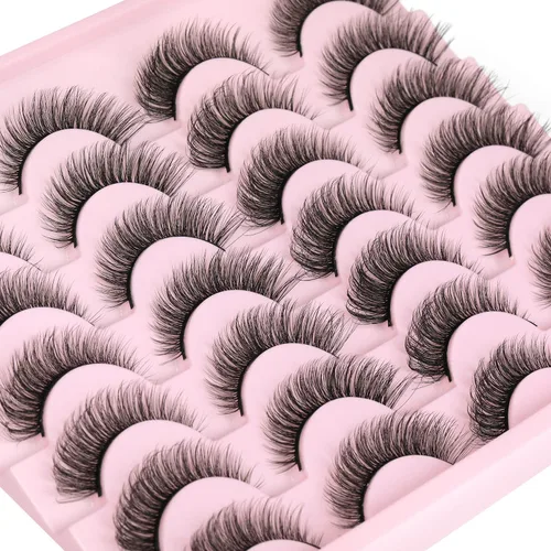 Vista 21 de Pestañas Postizas de Aspecto Natural Pestañas de Visón Sintético Wispy Pestañas de Ojo de Zorro que Parecen Extensiones Pestañas de Visón 3D