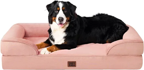 Vista 60 de EHEYCIGA - Cama ortopédica para perro grande, impermeable, de espuma viscoelástica y espuma tipo caja de huevos, bordes elevados, antideslizante