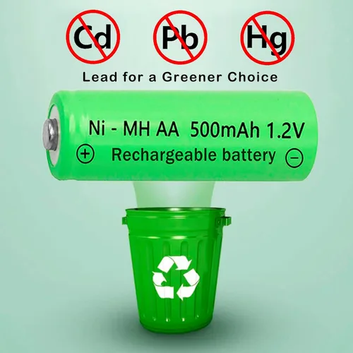 Vista 8 de 1.2 voltios AA 500mAh solar de larga vida recargable baterías verdes, doble A de hidruro de metal de níquel para luces decorativas al aire libre