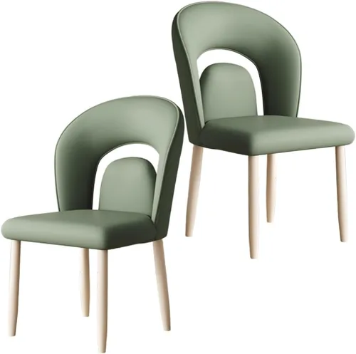 Vista 13 de YVYKFZD Leather Dining Chairs, Kitchen Chairs Set with Curved Back, Upholstered Dining Room Chair, Armless Comfy Side Chair, for Living Room, Dark