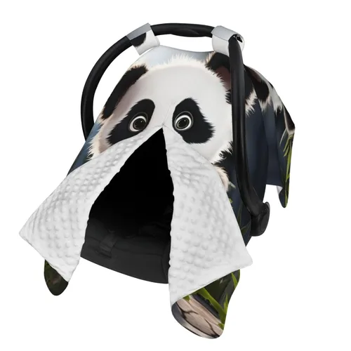 Vista 2 de Baby Car Seat Canopy Cover for Mom, Soft Breathable Nursing Breastfeeding Covers Multi Use Stroller Sun Shade Newborn Shower Gift，Cute Animal Panda
