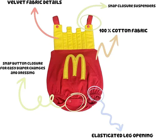 Vista 4 de Mc Donald's Cotton Baby Overall, Salopette With Tshirt For Newborns & Infants - 2 Pack Cotton Baby Romper For Unisex