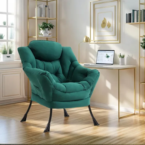 Vista 225 de Silla Lazy con otomana, silla moderna con reposapiés plegable, silla de acento de salón, cómoda silla de lectura para dormitorio, estudio, sala