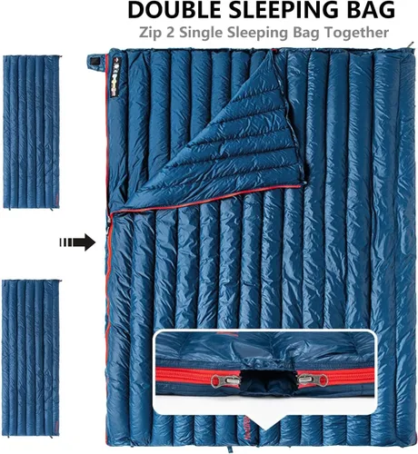 Vista 4 de Naturehike Saco de dormir de plumón 800 de potencia de relleno ligero compacto para mochileros, camping, senderismo, viajes, con saco de compresión