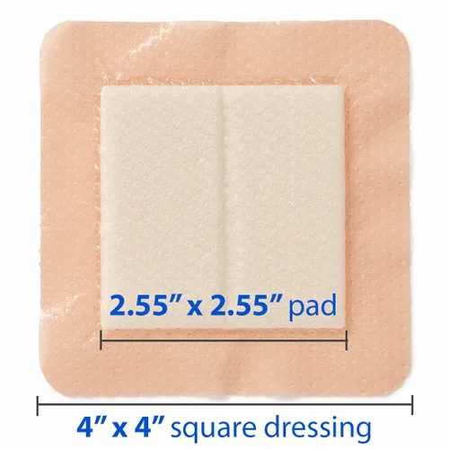 Vista 3 de Medline Optifoam Gentle EX - Apósito adhesivo de espuma con bordes, cuadrado de 4 x 4 pulgadas (10 unidades)