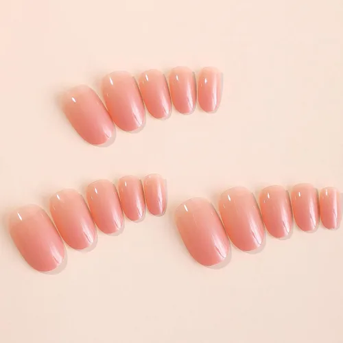 Vista 2 de Uñas postizas a presión, uñas postizas francesas de cobertura completa, uñas acrílicas simples de longitud media, uñas con pegamento para mujeres
