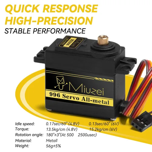 Vista 3 de Miuzei MG996R 1.94 oz Metal Gear Torque Servo Motor Digital para RC Helicóptero Coche Barco Robot (4 unidades)
