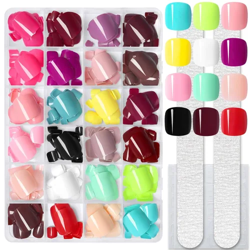 Vista 11 de LoveOurHome 576 piezas Uñas a presión en forma de ataúd, uñas postizas cortas, uñas de bailarina, de cobertura completa, artificiales, acrílicas