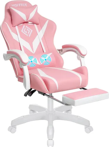 Vista 12 de Silla de juegos con cojín de resorte de bolsillo de masaje, silla reclinable de 155° con reposapiés y reposabrazos ajustables, sillas ergonómicas