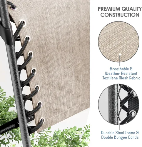 Vista 7 de Nestl Zero Gravity - Juego de 2 sillas de patio al aire libre con almohadas y bandejas portavasos, silla de campamento reclinable de malla de acero