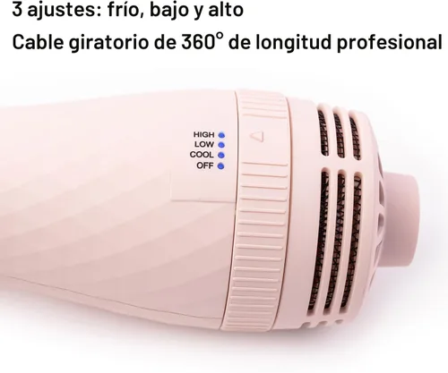 Vista 4 de L'ANGE HAIR Le Volume Cepillo Secador de Cabello de Titanio 2 en 1 Cepillo de Aire Caliente para Secar y Peinar el Cabello Barril Ovalado Iónico