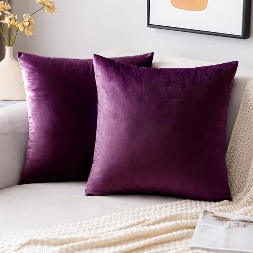 Vista 32 de EMEMA - Paquete de 2 fundas de almohada de terciopelo decorativas, fundas de cojín cuadradas suaves y sólidas para sofá, dormitorio, silla, Verde