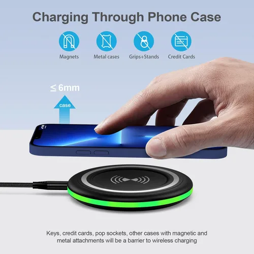 Vista 2 de Wireless Charger Pad Fast Charging Stand for Samsung Galaxy S25 Edge/S25 Ultra/S25/S24/S23,15W Android Phone Wireless Charger Station with Power