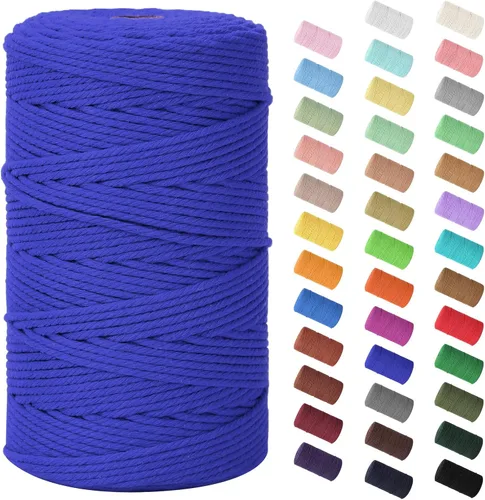 Vista 120 de Cuerda de macramé de 0.079 in x 220 yardas (656 pies), cuerda de algodón natural para colgar en la pared, ganchos de plantas, manualidades, Verde