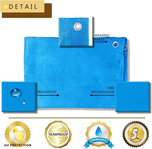 Vista 3 de COARBOR Lona impermeable de 5 x 7 pies, protección de 0.197 in, cubierta de piscina para barco al aire libre, caravana, color azul