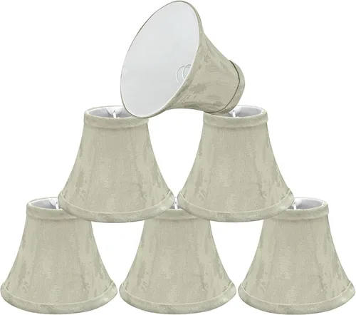 Vista 35 de Aspen Creative 51018-9, pantalla de araña de transición con clip imperio, tela texturizada de lino beige, parte superior de 3 pulgadas x 6 pulgadas