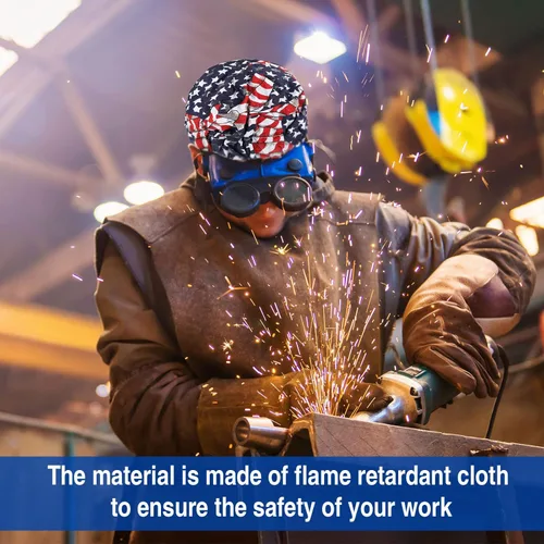 Vista 5 de Jexine 8 gorras de soldadura reversibles unisex para adultos, elásticas, resistentes al fuego, de algodón, forro interior de malla, gorra