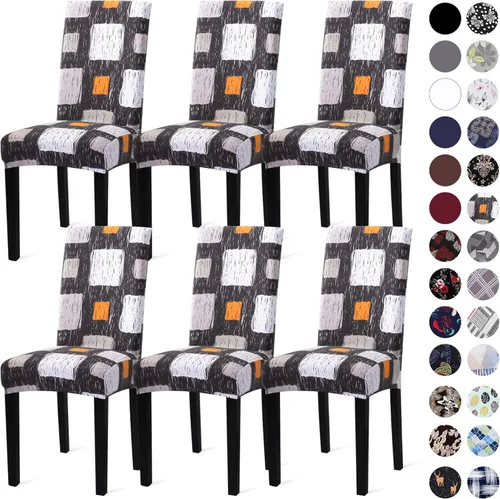 Vista 110 de Sufdari Juego de 2 fundas para sillas de comedor, fundas para sillas de cocina, fundas para sillas Parsons, protectores de sillas de elastano